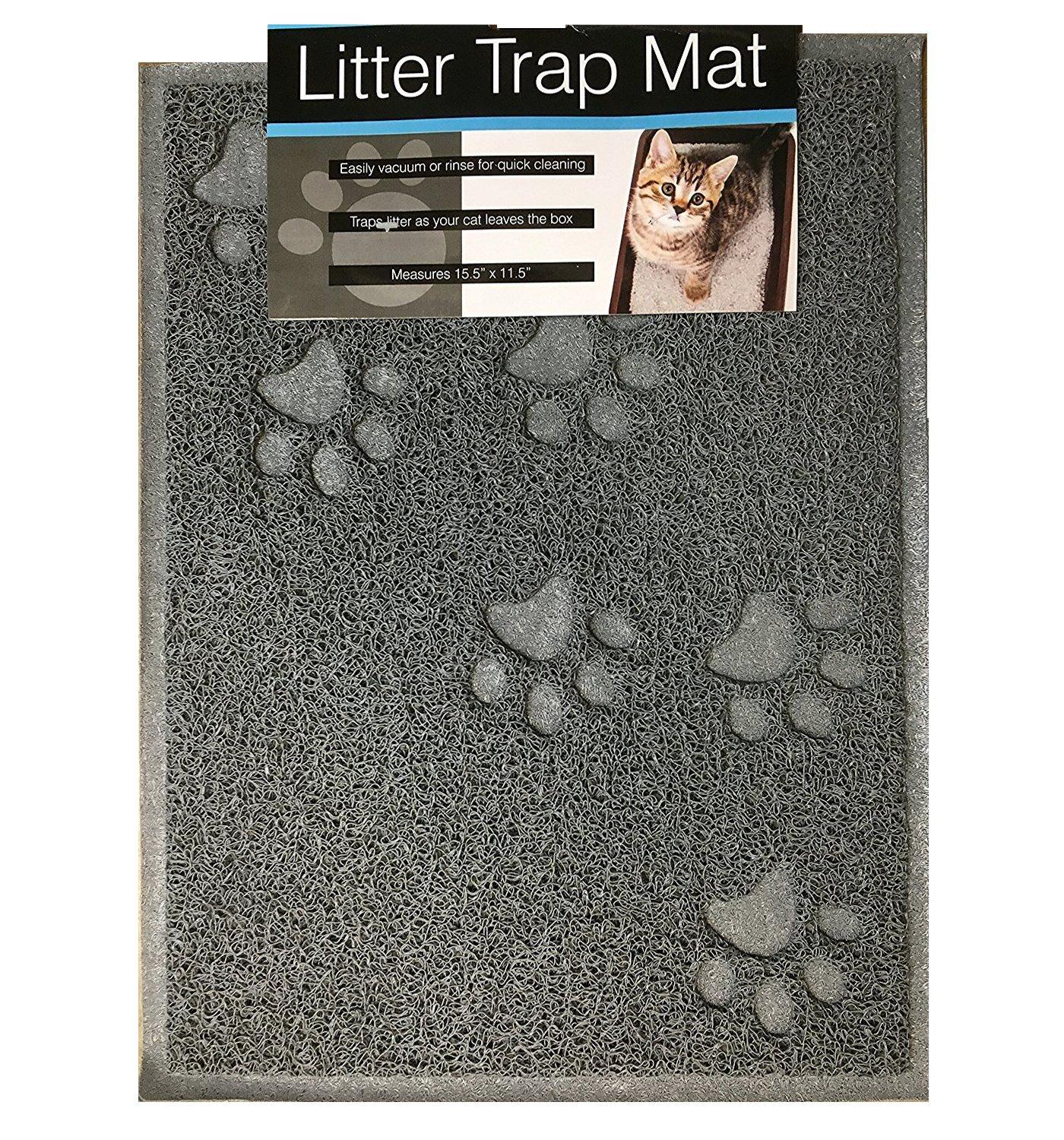 Quality Gray Cat Litter Trap Mat, NonSlip Backing, Dirt Catcher, Soft
